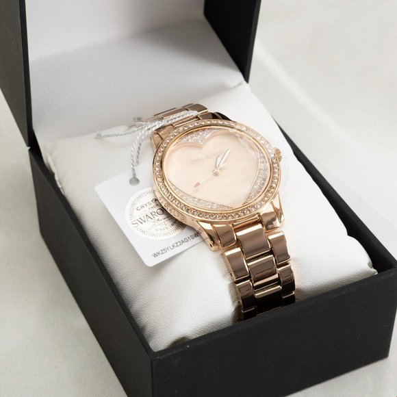 Juicy Couture Designer Black Label 36mm Analog Quartz Rose Gold Crystal Watch - Picture 1 of 10